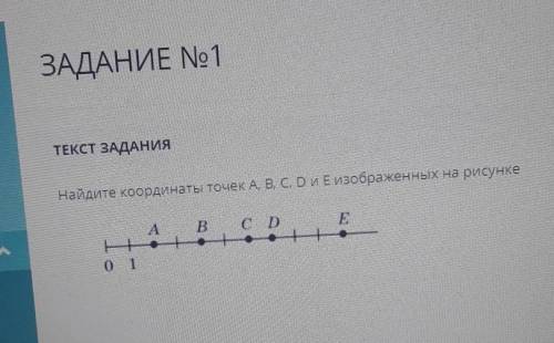 ЗАДАНИЕ No1 ТЕКСТ ЗАДАНИЯНайдите координаты точек A, B, C, D и E изображенных на рисунке​