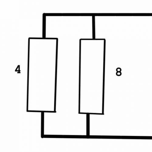 Для резистора, сопротивления которых R1 = 4 Ом и R2 = 8 Ом, включены в электрическую сеть как показа