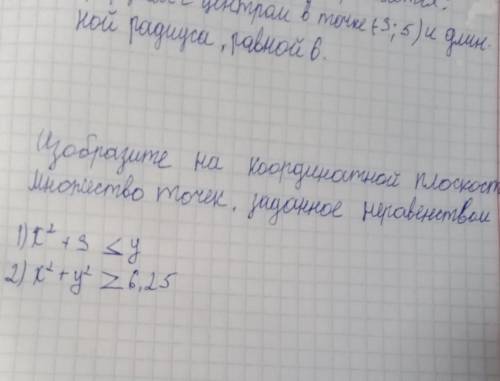 Помагите 1)х²+3≤у2)х²+у²≥6,25