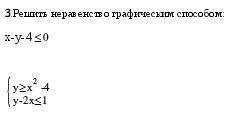 Решите одно неравенство и одну систему неравенств графическим