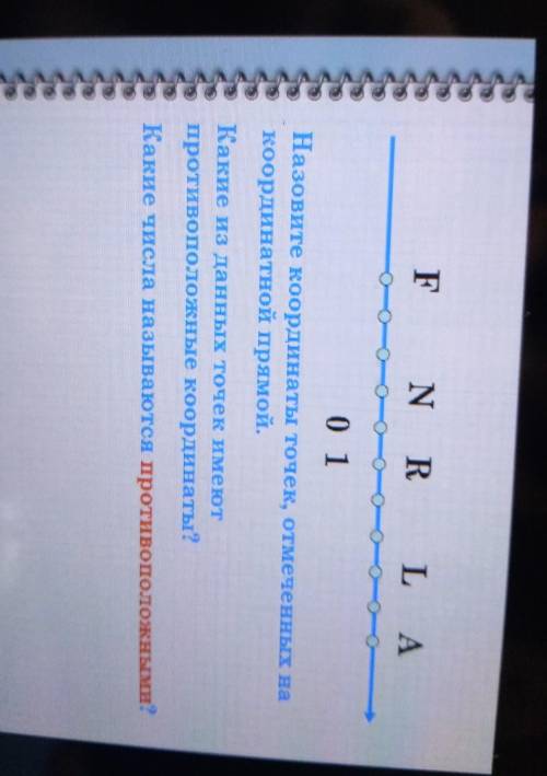 F N R L A01Назовите координаты точек, отмеченных накоординатной прямой.Какие из данных точек имеютпр