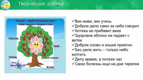 Перепишите пословицы. Рядом с ними напишите , о какой ценности говорится. Ценности на дереве написан