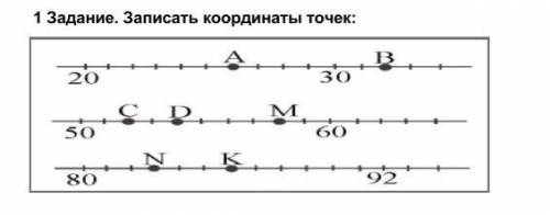 1 Задание. Записать координаты точек:​