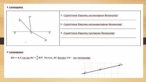 Запишите все отрезки, прямые и лучи, изображенные на рисунке