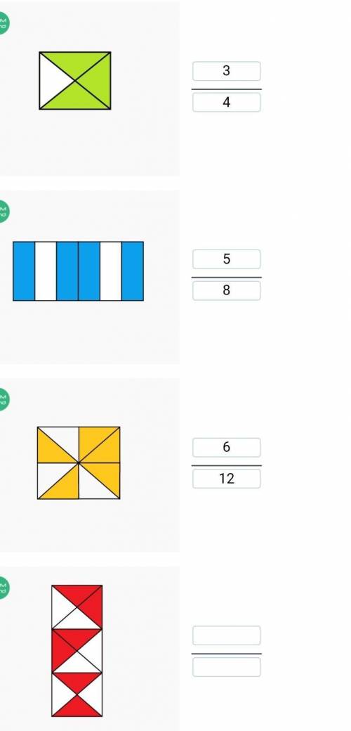 Запиши в виде обыкновенной дроби закрашенную часть каждой фигуры НЕЗНАЮ ОТВЕТОВ