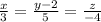 \frac{x}{3} = \frac{y - 2}{5} = \frac{z}{ - 4}