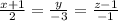 \frac{x + 1}{2} = \frac{y}{ - 3} = \frac{z - 1}{ - 1}