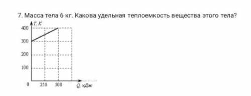 7. Масса тела 6 кг. Какова удельная теплоемкость вещества этого тела?