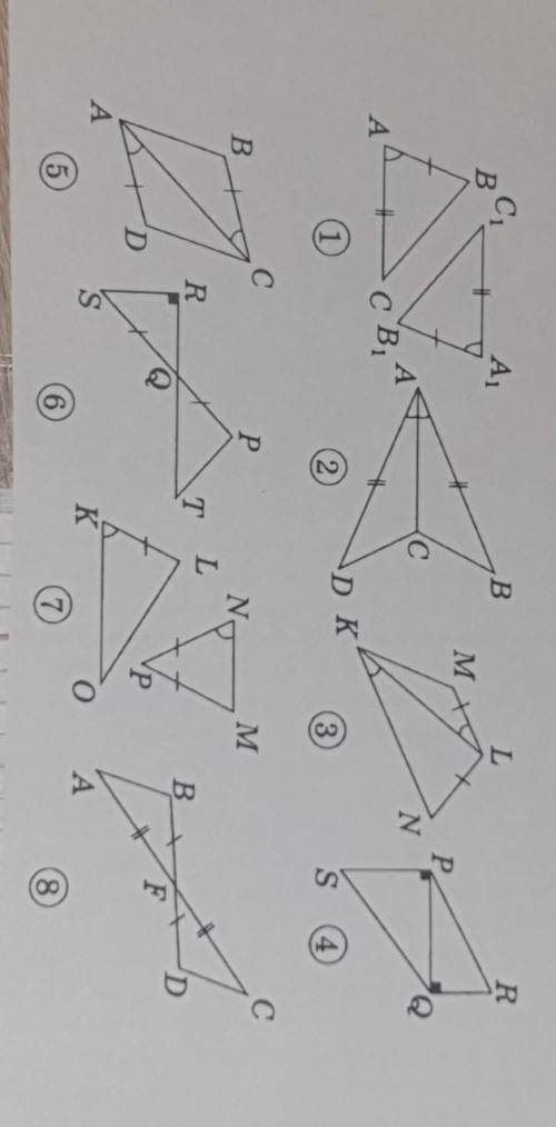 Найти пары равных треугольников и доказать их равенство​