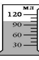 Определите и запишите объем жидкости в мензурке с учетом погрешности, изображенной на рисунке: V=±мл