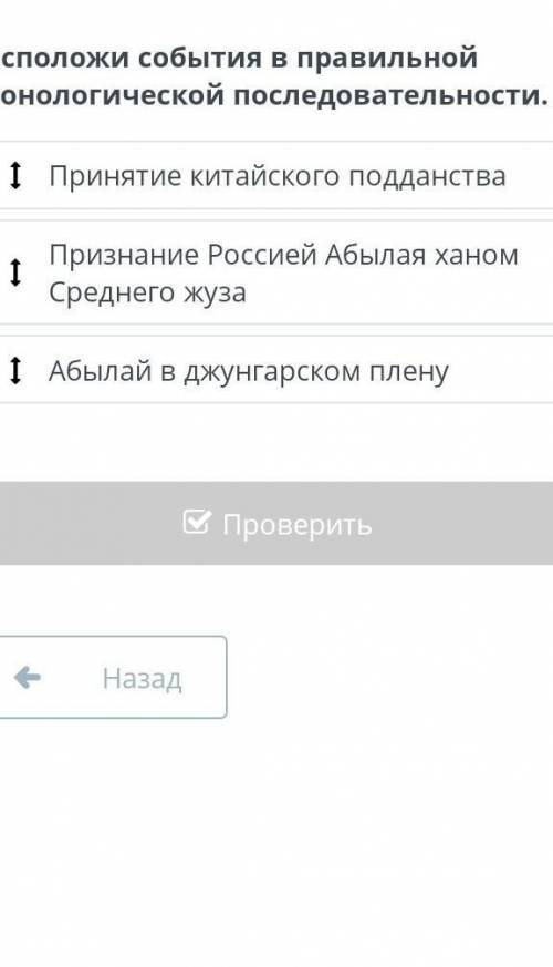 Расположи события в правильной хронологической последовательности