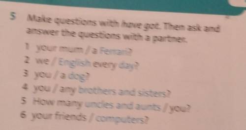 Make questions with have got. Then ask and answer the questions with a partner​