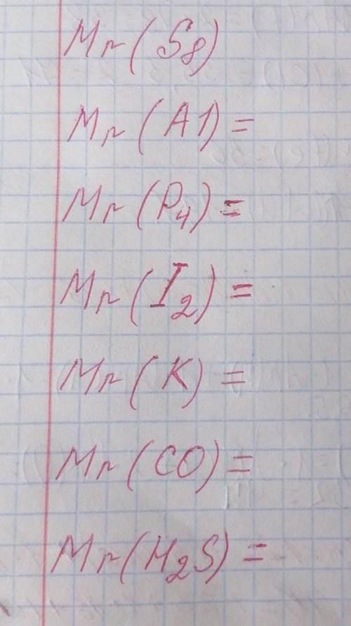 Рассчитай Mr для следующих веществможно по подробнее​