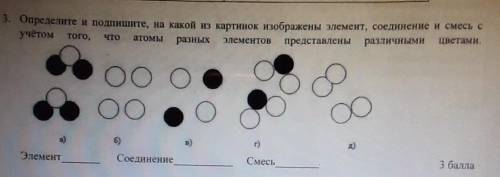 3. Определите и подпишите, на какой из картинок изображены элемент, соединение и смесь с учетомразны