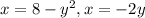 x=8-y^{2}, x=-2y