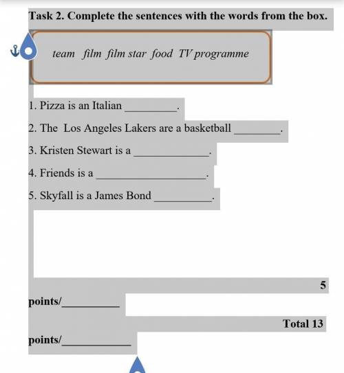 Task 2. Complete the sentences with the words from the box. ￼    1. Pizza is an Italian .2. The  Los