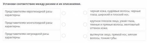 Установи соответствие между расами и их описаниями. Нужно сейчас