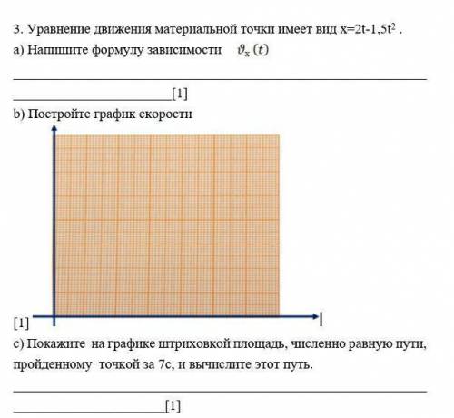 Уравнения движения материальной точки имеет вид x=2t-1,5t^2​