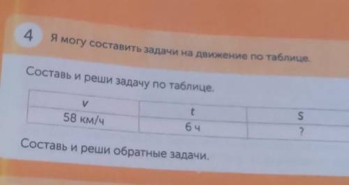 я могу составить задачи на движение по таблицы Составь и реши задачу по таблице Составь и реши обрат