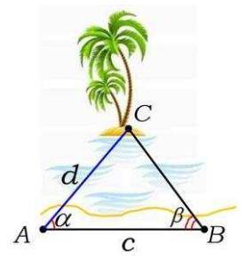 Чтобы найти расстояние d от пункта A до недоступного пункта C, на местности выбрали точку B и измери