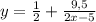 y=\frac{1}{2}+\frac{9,5}{2x-5}