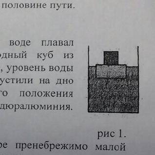 В вертикальном цилиндрическом сосуде в Воде плавал деревянный брусок, на котором лежал однородный ку