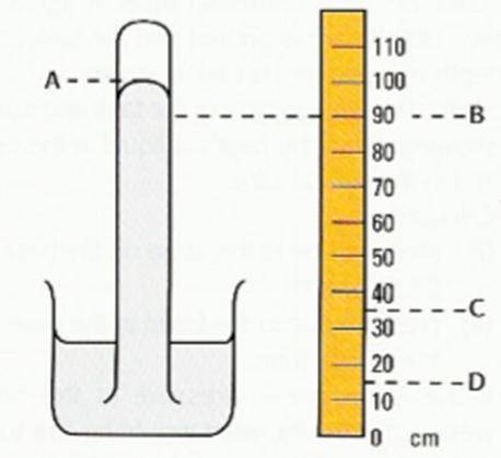 2.На рисунке показан ртутный барометр. В какой точке давление 10 см.рт.ст? (10 cm Hg)