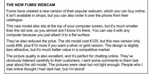 Task 1. Reading Read the text. What is it mainly about? (2 marks) a a complaint about a gadget b a r