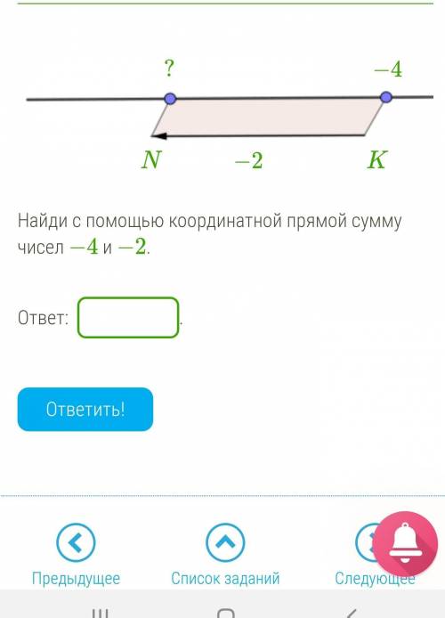 Найди с координатной прямой сумму чисел −4 и −2​