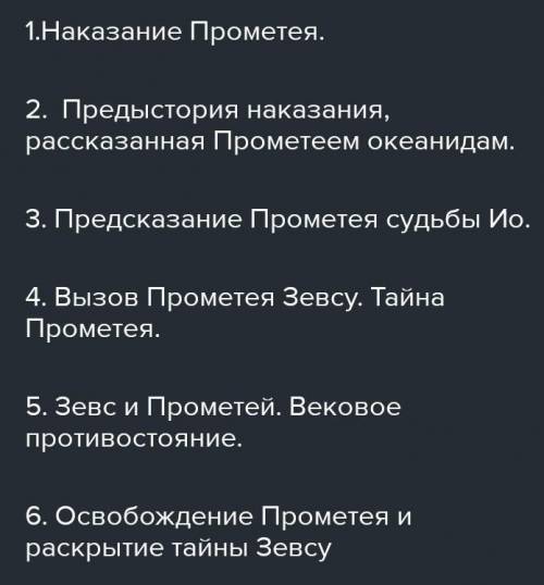 Составьте по этому плану краткое содержание мифа о Прометее Напишите одно существительное и одно при