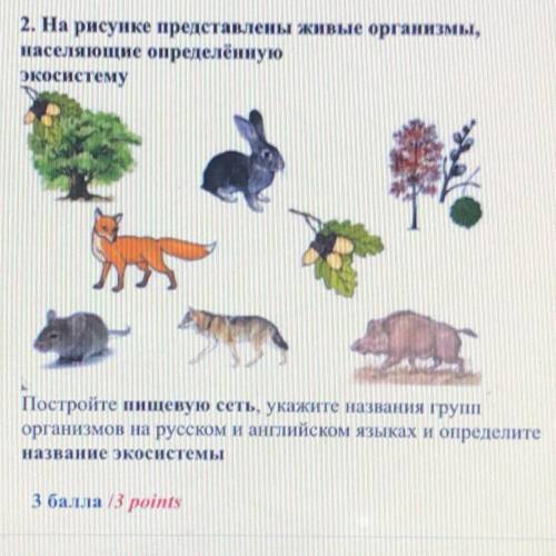 2. На рисунке представлены живые организмы, населяющие определённую экосистему 9 Постройте пищевую с