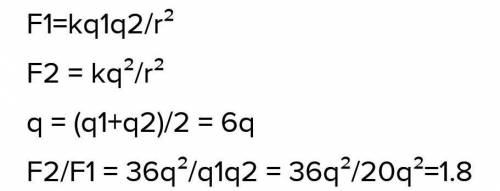 два одинаковых шарика заряжены зарядами 2q и 10q одинакового знака, взаимодействуют между собой на р
