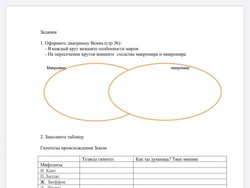 1. Оформите диаграмму Венна (стр 36): - В каждый круг впишите особенности миров - На пересечении кру