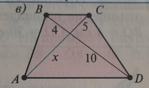 Пусть ABCD-трапеция, найдите x, используя данные рисунка​