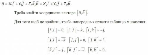 доказать таблицу умножения векторов, которая используется для нахождения координат вектора расположе