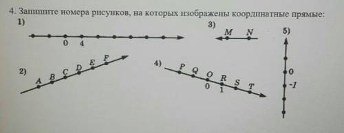 4. Запишите номера рисунков, на которых изображены координатые прямые:​