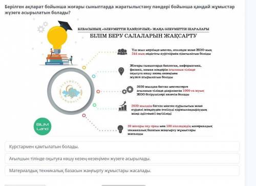 ОЧЕНЬ ОЧЕНЬ ОЧЕНЬ ПОЖАЙЛУСТА Берілген ақпарат бойынша жоғары сыныптарда жаратылыстану пәндері бойынш