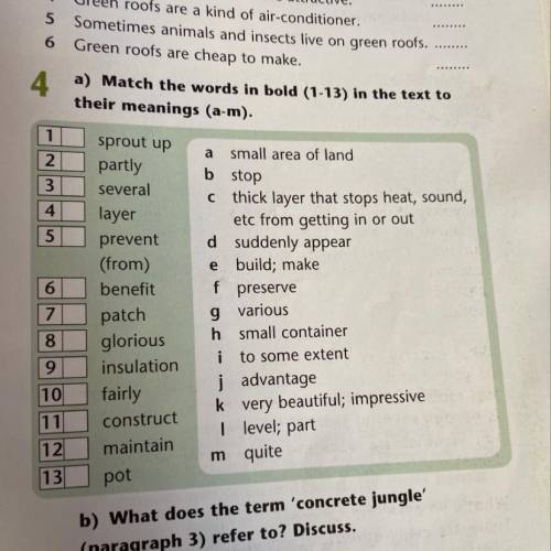 4 a) Match the words in bold (1-13) in the text to their meanings (a-m).