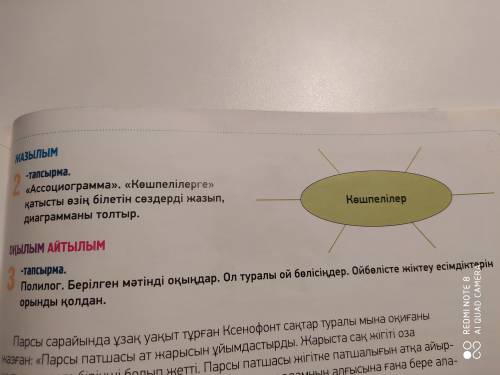 Ассоциограмма. Көшпелілерге қатысты өзің білетін сөздерді жазып, диаграмманы толтыр.