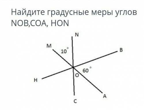 Найдите градусные меры углов NOB=COA=HON=​