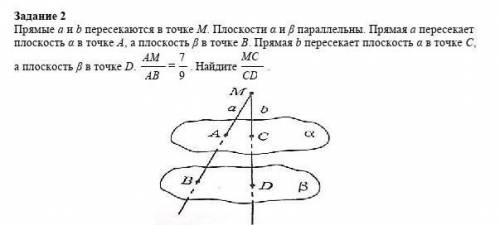 Прямые а и б пересекаются в точке М. ​