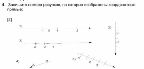 Запишите номера рисунков, на которых изображены координатные прямые:​