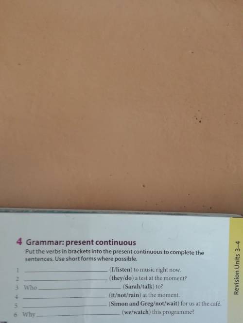 put the verbs in brackets into the present continuous to complete the sentences. Vse short forms whe