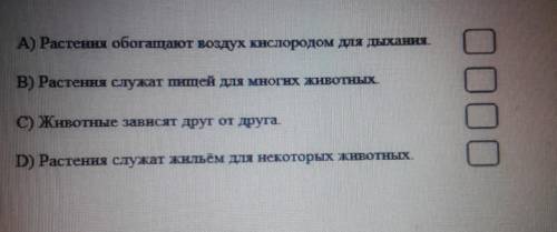 6. Какая связь существует между растениями и животными?Укажи «О».[3] [A) Растения обогащают воздух к