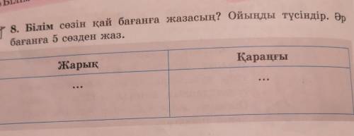 Білім сөзін қай бағанға жазасың? ​Ойыңды түсіндір. Әр бағанға 5 сөзден жаз.