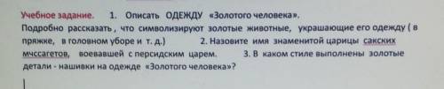 Учебное задание. 1. Описать ОДЕЖДУ «Золотого человека».Подробно рассказать, что символизируют золоты