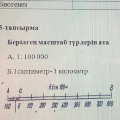 Берілген масштаб түрлерін ата А. 1: 100 000 Б.1 сантиметр- 1 километр BICN 100M 1 а B 100 0 0 0 30 4