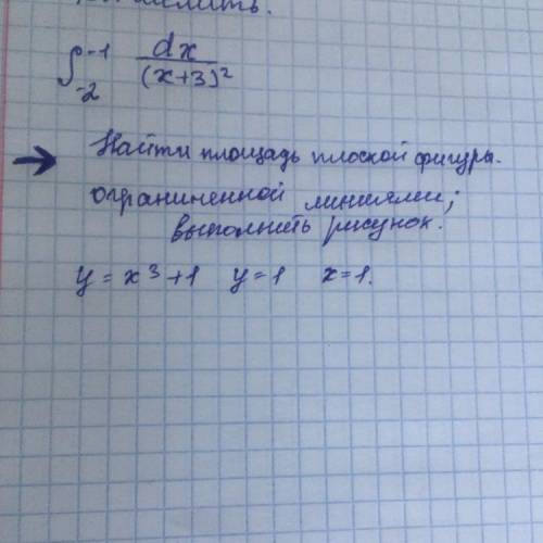 Найди площадь плоской фигуры ограниченной линиями ; выполнить рисунок. У=х^3 +1 у=1 х=1