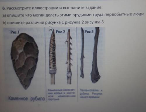 6. Рассмотрите иллюстрации и выполните задание: а) опишите что могли делать этими орудиямитруда перв