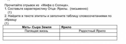 Прочитайте отрывок из мифа о солнце Составьте характеристику отца и ярилы найдите в тексте эпитеты